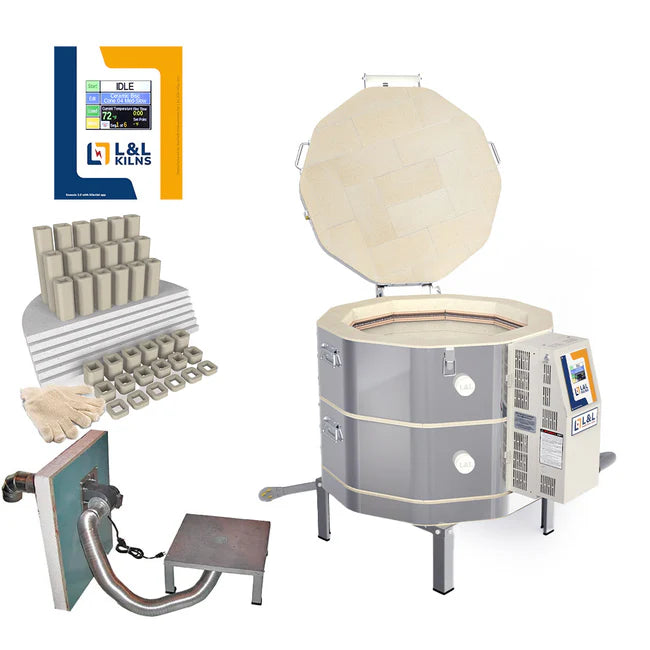 L&L e23S-3 Easy-Fire Kiln Package with Vent, Furniture and Genesis Touchscreen