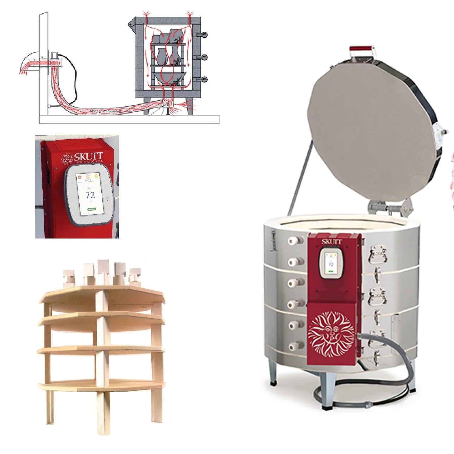 Skutt KMT1227-3 Kiln Package with Touchscreen Controller, 5/8" Furniture Kit & Vent